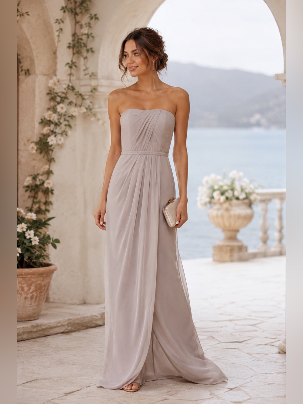 Kleinfeld Chiffon Bridesmaid dress  CAPUCCINO
